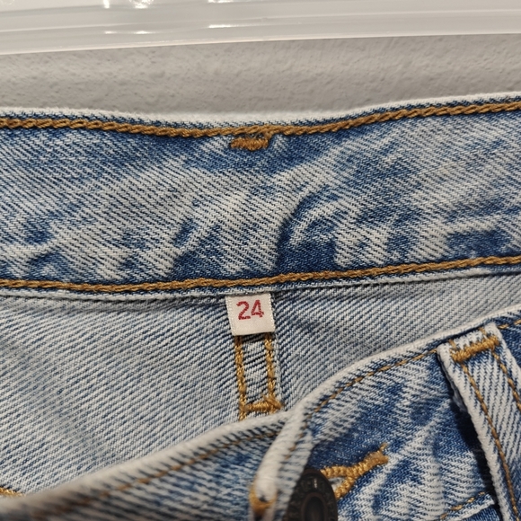 Levi's Premium Jeans Straight Leg Distressed Women's Size 24 Light Wash Cotton - Picture 5 of 10